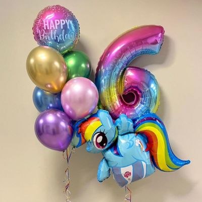 Композиция "My litle pony" Радуга Деш с цифрой